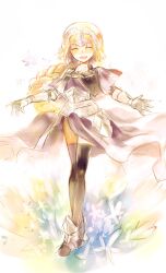  ^_^ armor armored_dress arnoul bad_id bad_pixiv_id blonde_hair braid closed_eyes dress facing_viewer fate/apocrypha fate/zero fate_(series) female gauntlets headpiece jeanne_d&#039;arc_(fate) jeanne_d&#039;arc_(ruler)_(fate) long_hair photoshop_(medium) single_braid solo thighhighs 