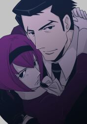  1boy android artist_request female hairband hug necktie pixiv_thumbnail r_dorothy_wayneright resized roger_smith the_big_o 