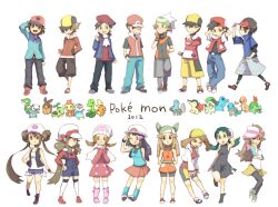  6+boys 6+girls backwards_hat bandana baseball_cap beanie boots brendan_(pokemon) brendan_(pokemon)_(cosplay) bulbasaur charmander chikorita chimchar coat commentary_request cosplay costume_switch cyndaquil dawn_(pokemon) dawn_(pokemon)_(cosplay) dual_persona ethan_(pokemon) ethan_(pokemon)_(cosplay) flame-tipped_tail green_(pokemon) green_(pokemon)_(cosplay) hasumiya hat hilbert_(pokemon) hilbert_(pokemon)_(cosplay) hilda_(pokemon) hilda_(pokemon)_(cosplay) kris_(pokemon) kris_(pokemon)_(cosplay) leaf_(pokemon) leaf_(pokemon)_(cosplay) leggings lucas_(pokemon) lucas_(pokemon)_(cosplay) lyra_(pokemon) lyra_(pokemon)_(cosplay) may_(pokemon) may_(pokemon)_(cosplay) mudkip multiple_boys multiple_girls nate_(pokemon) nate_(pokemon)_(cosplay) oshawott pantyhose pink_footwear piplup pokemon pokemon_(creature) pokemon_bw pokemon_bw2 pokemon_dppt pokemon_emerald pokemon_frlg pokemon_gsc pokemon_hgss pokemon_platinum pokemon_rgby pokemon_rgby_(prototype) pokemon_rse prototype_design red_(pokemon) red_(pokemon)_(cosplay) rosa_(pokemon) rosa_(pokemon)_(cosplay) snivy squirtle starter_pokemon_trio tepig thighhighs torchic totodile treecko turtwig visor_cap winter_clothes 