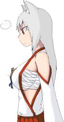  ... animal_ears bandage breasts climbing giantess large_breasts long_hair looking red_eyes serious silver_hair terada_ochiko wolf_ears 