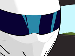  1other close-up commentary_request gununu_(meme) helmet meme motorcycle_helmet pun simple_background solo the_stig the_stig_(artist) top_gear 