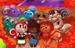  2020 animal_crossing anthro apron autumn black_clothing black_eyes black_nose black_topwear blaire_(animal_crossing) blue_body blue_bottomwear blue_clothing blue_eyes blue_fur blue_inner_ear blue_nose blue_topwear bottomwear brown_body brown_eyes brown_fur buckteeth clothing dot_eyes eyebrows featureless_crotch female filbert_(animal_crossing) fluffy fluffy_tail freckles fur green_bottomwear green_clothing green_eyes grey_body grey_fur group hair hair_over_eyes half-closed_eyes hand_on_shoulder hazel_(animal_crossing) hi_res jacket looking_away male mammal marshal_(animal_crossing) meteor_shower narrowed_eyes nibbles_(animal_crossing) night nintendo open_mouth orange_inner_ear orange_nose outside pie_cut_eyes pink_cheeks pink_inner_ear poppy_(animal_crossing) puff_(softestpuffss) purple_body purple_fur purple_nose raised_arm red_body red_cheeks red_clothing red_fur red_jacket red_topwear rodent sciurid shirt smile softestpuffss star static_(animal_crossing) striped_body striped_fur stripes sylvana_(animal_crossing) tail tail_grab tan_body tan_fur teeth thick_eyebrows topwear tree_squirrel white_body white_clothing white_fur white_shirt white_topwear yellow_body yellow_fur yellow_inner_ear yellow_stripes 