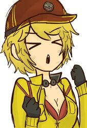  blonde_hair breasts cidney_(ff15) cidney_aurum cleavage closed_eyes dirty female final_fantasy final_fantasy_xv 