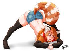  hitode_kaifuu jack-o_pose jeans mostly_clothed orange_hair red_panda tagme tail virtual_youtuber 