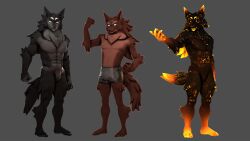  2024 3d_(artwork) 5_fingers 5_toes abs anthro ass athletic athletic_anthro barefoot big_breasts black_body black_fur black_hair black_nose boxers_(clothing) breasts briefs brown_body brown_fur brown_hair canid canid_demon canine canis claws clothed clothed_anthro clothed_male clothing demon digital_media_(artwork) fangs feet finger_claws fingers fur group hair hellhound hi_res humanoid_feet humanoid_hands hybrid lava_skin male mammal mythological_canine mythological_creature mythology navel pecs petruz petruz_(copyright) plantigrade smile source_filmmaker_(artwork) standing tail teeth toe_claws toes topless topless_anthro topless_male trio underwear wolfdog 