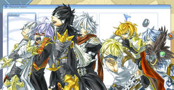  6+boys alternate_color argyle_clothes argyle_shirt armor assassin_cross_(ragnarok_online) azumi_on belt black_cape black_coat black_hair black_pants black_shirt blacksmith_(ragnarok_online) blindfold blonde_hair blue_eyes blue_hair blue_pants breastplate brown_belt brown_gloves cape chainmail character_select closed_eyes closed_mouth coat commentary_request cowboy_shot cross eyepatch fur_collar gauntlets glasses gloves grey_eyes hair_between_eyes leg_armor light_blue_hair light_purple_hair long_hair long_sleeves looking_at_another looking_back looking_to_the_side lord_knight_(ragnarok_online) male_focus multicolored_coat multiple_boys open_clothes open_mouth open_shirt orange_hair pants pauldrons priest_(ragnarok_online) ragnarok_online red-framed_eyewear red_cape red_coat red_eyes red_scarf rune_knight_(ragnarok_online) scarf shirt short_hair short_sleeves shoulder_armor skull smile sorcerer_(ragnarok_online) spiked_pauldrons two-tone_coat unbuttoned unbuttoned_shirt vambraces waist_cape white_cape white_hair white_shirt 