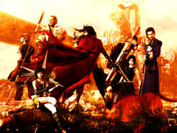  absurdres barret_wallace cait_sith cid_highwind cloud_strife cornrows everyone final_fantasy final_fantasy_vii headband highres official_art red_xiii reeve_tuesti tifa_lockhart vincent_valentine yuffie_kisaragi 