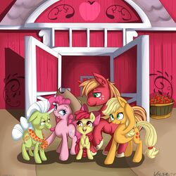  1:1 2014 absurd_res apple apple_bloom_(mlp) apple_pattern applejack_(mlp) barn big_macintosh_(mlp) brother_(lore) brother_and_sister_(lore) clothing earth_pony equid equine female feral food food_print friendship_is_magic fruit fruit_print grandchild_(lore) granddaughter_(lore) grandmother_(lore) grandmother_and_grandchild_(lore) grandmother_and_granddaughter_(lore) grandmother_and_grandson_(lore) grandparent_(lore) grandparent_and_grandchild_(lore) grandson_(lore) granny_smith_(mlp) group hasbro hat headgear headwear hi_res horse lolicon male mammal mature_female my_little_pony pinkie_pie_(mlp) plant plant_print pony sibling_(lore) sister_(lore) sisters_(lore) vicse young young_feral 