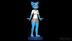  3d_(artwork) 3d_modeling 3d_print anthro black_background blue_body bottomwear cartoon_network claws clothing digital_media_(artwork) felid feline female hi_res looking_at_viewer mammal mature_female mother_(lore) nails nicole_watterson parent_(lore) sillytoys simple_background skirt smile solo stage the_amazing_world_of_gumball white_clothing 