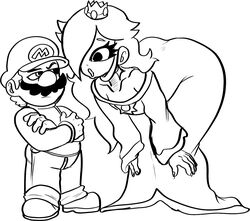  1boy 1girls alternate_breast_size ass bending_forward bending_over bent_over clothed crossed_arms dress eyebrow_raise female fully_clothed funny gloves leaning leaning_forward lemonadepikachu long_hair male mario mario_(series) meme mustache nintendo open_mouth pogchamp poggers princess_rosalina raised_eyebrow shorter_male super_mario_galaxy taller_female taller_girl unamused 