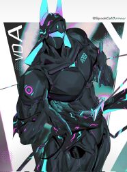  2024 abs barazoku biceps big_muscles black_body clothing hi_res humanoid looking_at_viewer machine male muscular muscular_humanoid muscular_male pecs robot robot_humanoid solo spookcatdurrow visor 