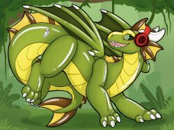  animate_inanimate aninmate_inanimate dragon fin green_body green_eyes inflatable living_inflatable membrane_(anatomy) membranous_wings mythological_creature mythological_scalie mythology open_mouth pool_toy scalie smile symrea wings 