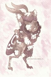  absurd_res ambiguous_gender antennae_(anatomy) anthro arthropod brown_body feet fluffy fluffy_chest hands_behind_head hands_on_hips hi_res hottmutton insects lepali lepidopteran markings moth small_feet smile solo spots stretching white_markings white_spots wings 