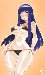  alternate_breast_size bikini bikini_pull black_bikini blunt_bangs breasts clothes_pull commentary english_commentary eymbee female fingernails huge_breasts hyuuga_hinata lips long_hair looking_at_viewer micro_bikini nail_polish narrow_waist naruto_(series) naruto_shippuuden navel open_mouth orange_background orange_nails pulling_own_clothes purple_eyes purple_hair redrawn ribs sidelocks solo spaghetti_strap standing straight_hair swimsuit underboob wet wide_hips 