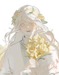  crying daydream_forester flower highres long_hair red_lips shisisongdelaogong sky:_children_of_the_light white_background yellow_eyes yellow_flower 