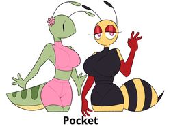  animal_humanoid arthropod arthropod_humanoid bee_humanoid big_breasts breasts clothing curtain_call_challenge curvy_figure female heart_eyes heart_symbol honey_(idolomantises) hourglass_figure huge_breasts humanoid hymenopteran hymenopteran_humanoid idolomantises insect_humanoid insects looking_at_viewer mantis mantis_humanoid papaya_(idolomantises) pupils simple_background unusual_pupils white_background wide_hips 