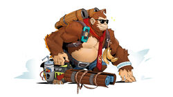  belt bendy_straw black_eyewear black_sunglasses blizzard_entertainment blue_bottomwear blue_clothing blue_shorts bottomwear clothed clothing donkey_kong_(character) donkey_kong_(series) drinking_straw eyewear full-length_portrait fur gun hi_res holding_gun holding_object holding_ranged_weapon holding_weapon male mammal muscular muscular_male necktie neexz nintendo overwatch pecs portrait primate ranged_weapon red_necktie shorts simple_background solo straw_(disambiguation) sunglasses weapon white_background winston_(overwatch) 