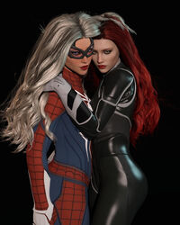  2girls 3d ass athletic athletic_female big_ass big_breasts black_cat_(cosplay) black_cat_(marvel) bottom_heavy breasts busty cleavage curvy digital_media_(artwork) eyebrows eyelashes eyes felicia_hardy female female_focus female_only fit fit_female hips hourglass_figure huge_ass huge_breasts human human_only ivlover large_ass large_breasts legs light-skinned_female light_skin lips marvel marvel_comics mary_jane_watson mature mature_female red_hair slim slim_waist spider-man_(cosplay) spider-man_(ps4) spider-man_(series) superhero superheroine thick thick_hips thick_legs thick_thighs thief thighs top_heavy top_heavy_breasts upper_body villain villainess voluptuous voluptuous_female waist white_hair wide_hips 