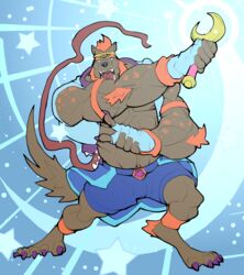  gnoll hi_res hyena magical_boy male mammal mighty_princes moon_stick muscular muscular_male rickleone solo 