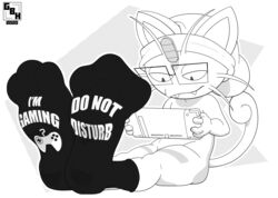  anthro big_feet clothing english_text eyewear feet footwear generation_1_pokemon giantboonehusky_(artist) glasses hat headgear headwear hi_res huge_feet jinu_(character) meowth monochrome nintendo paws pokemon pokemon_(species) socks solo tail text 