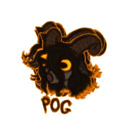  animated anthro black_hair bovid caprine caprine_demon chibi curled_horn demon disembodied_head female fur goat goat_demon grey_body grey_fur hair horizontal_pupils horn lesoroga_(taraelblackwing) low_res mammal meme multicolored_body multicolored_fur open_mouth orange_eyes pogchamp pupils shaking short_playtime solo tan_body tan_fur taraelblackwing 