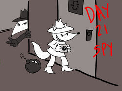  angry bomb canid canine explosives fox foxbert hi_res mammal mimilinkina octobersketch spy spy_vs_spy vixina 