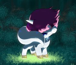  2012 ambiguous_gender blue_body blue_eyes blue_fur bodily_fluids chibi daww detailed_background digital_media_(artwork) digital_painting_(artwork) equid equine eyelashes feral fur glowing_tears grass hair hiding_behind_tail hiding_face hooves horn kemono lolicon looking_at_viewer low_res male_(lore) mammal mane mikia_harris mythological_creature mythological_equine mythology night osamu_tezuka pink_hair pink_mane pixiv plant sanrio short_hair shy signature solo tail tail_covering_face tears timid tree unico unico_(series) unicorn white_tail young young_ambiguous young_feral 