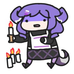  alt_text black_eyes black_sweater braid candle chibi dragon_girl dragon_tail female hair_ornament hairclip head_wings holding holding_candle long_hair nijisanji nijisanji_en open_mouth pants phasmophobia purple_hair purple_pants selen_tatsuki selen_tatsuki_(1st_costume) shaded_face solo sweater tail transparent_background twin_braids virtual_youtuber walfie wings 