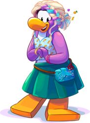  accessory alpha_channel avian bird blonde_hair blue_bag blue_clothing blue_hair blue_shirt blue_topwear bottomwear bracelet clock clothing club_penguin dot_(club_penguin) female fish_print full-length_portrait hair hair_accessory hi_res jewelry looking_at_viewer multicolored_hair official_art open_mouth penguin portrait print_clothing print_shirt print_topwear purple_hair shirt skirt sleeveless_shirt solo teal_bottomwear teal_clothing teal_skirt toony topwear unknown_artist upper_teeth upper_teeth_only watch wristwatch 