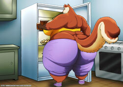  2023 anthro appliance ass big_breasts big_butt bottomwear bowl breasts cabinet clothing container digital_media_(artwork) ellie_(xxsparcoxx) female food footwear fridge fur hi_res huge_breasts huge_butt huge_thighs jar kitchen kitchen_appliance kitchen_cabinet mammal multicolored_body multicolored_fur obese obese_anthro obese_female oven overweight overweight_anthro overweight_female pants rodent sciurid shoes solo text thick_thighs tight_bottomwear tight_clothing tight_pants topwear tree_squirrel two_tone_body two_tone_fur url xxsparcoxx 