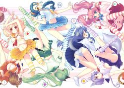  animal_ears blush bunnygirl catgirl doggirl glasses group jpeg_artifacts long_hair original panties sayori seifuku short_hair striped_panties tagme tail thighhighs underwear wolfgirl 