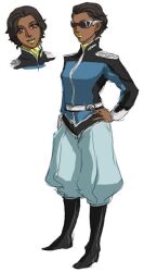  alternate_color alternate_costume black_hair boots brown_eyes concept_art dark-skinned_female dark_skin female gundam gundam_seed gundam_seed_destiny knee_boots lipstick makeup maya_sawamura_anderson military military_uniform original photoshop_(medium) solo sunglasses uniform yellow_lips 