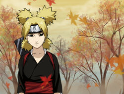  blonde_hair female green_eyes headband japanese_clothes leaf naruto naruto_(series) naruto_shippuuden nature photoshop_(medium) quad_tails rogie_custodio short_hair solo sunagakure_symbol temari_(naruto) tree 