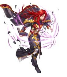  1boy annoyed belt black_cape black_coat black_footwear boots cape chachie coat commentary energy energy_ball facial_mark fire_emblem fire_emblem:_genealogy_of_the_holy_war fire_emblem_heroes forehead_mark full_body highres holding injury julius_(fire_emblem) lips long_coat long_hair long_sleeves male_focus official_art pants parted_lips pointing pointing_at_viewer red_eyes red_hair shoulder_pads sidelocks smile solo torn_cape torn_clothes torn_coat torn_sleeves transparent_background white_pants 