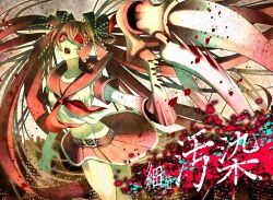  bow ca_(maeda_koutarou) calne_ca_(deino) commentary_request crustacean female hair_ribbon hairbow hatsune_miku highres isopod jewelry long_hair monster_girl necklace open_mouth original red_eyes ribbon saikin_osen_-_bacterial_contamination_-_(vocaloid) sakamoto_akira school_uniform serafuku skull solo twintails very_long_hair vocaloid 