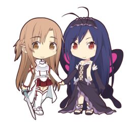  2girls accel_world asuna_(sao) bad_id bad_pixiv_id chibi creator_connection crossover itoichi. kuroyukihime long_hair lowres multiple_girls sword_art_online 