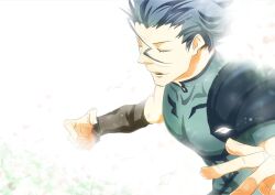  1boy ahoge backlighting black_hair closed_eyes commentary_request diarmuid_ua_duibhne_(lancer)_(fate) fading fate/zero fate_(series) haruko302 imminent_hug male_focus photoshop_(medium) 