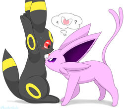  3_toes ambiguous_gender arms_above_head big_ears black_body black_ears black_fur black_nose black_tail bow_(feature) canid cheek_tuft colored digital_media_(artwork) duo ear_markings eeveelution espeon facial_markings facial_tuft feet felid feline feral forked_tail full-length_portrait fur generation_2_pokemon head_markings hi_res kemono kenikenikeke leg_markings looking_at_another mammal markings mental_pictographics monotone_body monotone_fur monotone_tail multicolored_body multicolored_ears multicolored_fur multicolored_tail nintendo on_hind_legs pictographics pink_body pink_ears pink_fur pink_tail pokemon pokemon_(species) portrait purple_inner_ear quadruped question_mark ring_(marking) ringed_tail side_view simple_background sitting sniffing standing striped_markings striped_tail stripes tail tail_markings thought_bubble toes tuft two_tone_body two_tone_ears two_tone_fur two_tone_tail umbreon unusual_anatomy unusual_tail white_background yellow_body yellow_ears yellow_fur yellow_markings yellow_tail 