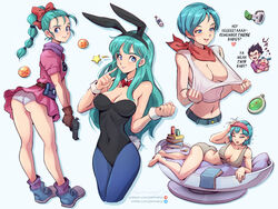  animal_ears aqua_hair bandana bare_shoulders black_leotard blue_eyes book bow bowtie bra_(dragon_ball) braid breasts brown_gloves bulma_briefs can commentary covered_navel covered_nipples detached_collar dragon_ball dragon_ball_(classic) dragon_ball_(object) dragon_ball_super dragon_ball_z dragon_radar dress english_commentary english_text fake_animal_ears fake_tail gloves grey_panties gun hairband hairbow handgun highres hoi-poi_capsule holding holding_gun holding_weapon jammeryx leotard long_hair looking_at_viewer medium_breasts midriff multiple_persona navel neckerchief panties pantyhose pantyshot patreon_logo patreon_username pink_dress playboy_bunny ponytail rabbit_ears rabbit_tail red_bandana red_bow red_bowtie revolver scouter short_dress short_hair signature single_braid smile star_(symbol) strapless strapless_leotard tail tank_top twitter_logo twitter_username underwear unworn_eyewear vegeta watermark weapon web_address white_panties wing_collar wrist_cuffs 