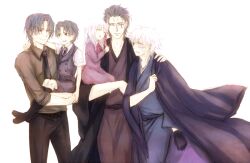  4boys aged_down asagi-2580 bad_id bad_pixiv_id blue_eyes blue_hair brothers family fate/zero fate_(series) father_and_son female japanese_clothes kimono lolicon matou_byakuya matou_kariya matou_sakura matou_shinji matou_zouken multiple_boys necktie siblings step-siblings uncle_and_niece wavy_hair white_hair 