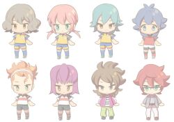  6+boys aged_up bad_id bad_pixiv_id brown_hair fudou_akio hayabusa_hideki inazuma_eleven_(series) inazuma_eleven_go kariya_masaki kidokawa_seishuu kirino_ranmaru kishibe_taiga kita_ichiban kiyama_hiroto kudou_akira lightning_bolt_symbol male_focus multiple_boys pink_hair raimon raimon_soccer_uniform shindou_takuto simple_background soccer_uniform sportswear tengawara white_background 