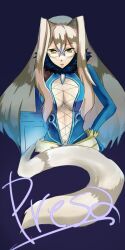  animal_ears belt blue_background bodysuit book breasts brown_eyes brown_hair cat_ears cat_tail character_name elbow_gloves female fur glasses gloves long_hair navel presa_(tales) preza tail tales_of_(series) tales_of_xillia 