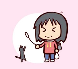  &gt;_&lt; animated animated animated closed_eyes feline jangif lowres nichijou sakamoto_(nichijou) shinonome_nano smile 