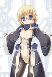  adele_balfetto black_legwear blonde_hair blue_eyes bodysuit female female glasses kyoukai_senjou_no_horizon kyoukaisenjou_no_horizon smile solo wapokichi 