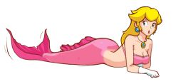  blonde_hair blue_eyes gloves mario_(series) mario_bros mermaid monster_girl princess_peach super_mario_bros. 