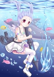  absurdres commentary_request dolphin female has_bad_revision has_downscaled_revision highres light_purple_hair md5_mismatch original photoshop_(medium) purple_eyes resolution_mismatch source_smaller thighhighs tukino_neru underwater 