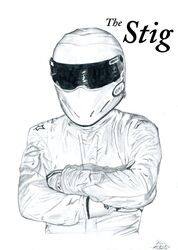  1boy absurdres commentary_request helmet highres male_focus manly sakk_(kk-nfs) solo the_stig top_gear traditional_media 