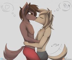  anthro basitin canid canine canis duo keidran keith_keiser kissing kosameainz male male/male mammal twokinds wagstail wolf zen_(twokinds) 