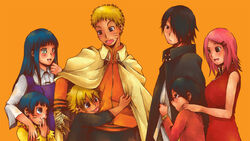  3boys 4girls cloak family hyuuga_hinata multiple_boys multiple_girls naruto naruto:_the_last naruto_shippuuden sakura_haruno simple_background spoilers tali tongue tongue_out uchiha_sarada uchiha_sasuke uzumaki_boruto uzumaki_himawari uzumaki_hinata uzumaki_naruto 