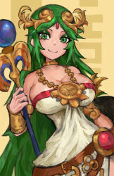  breasts female female_only green_eyes green_hair kid_icarus nintendo palutena saiykik solo tagme 